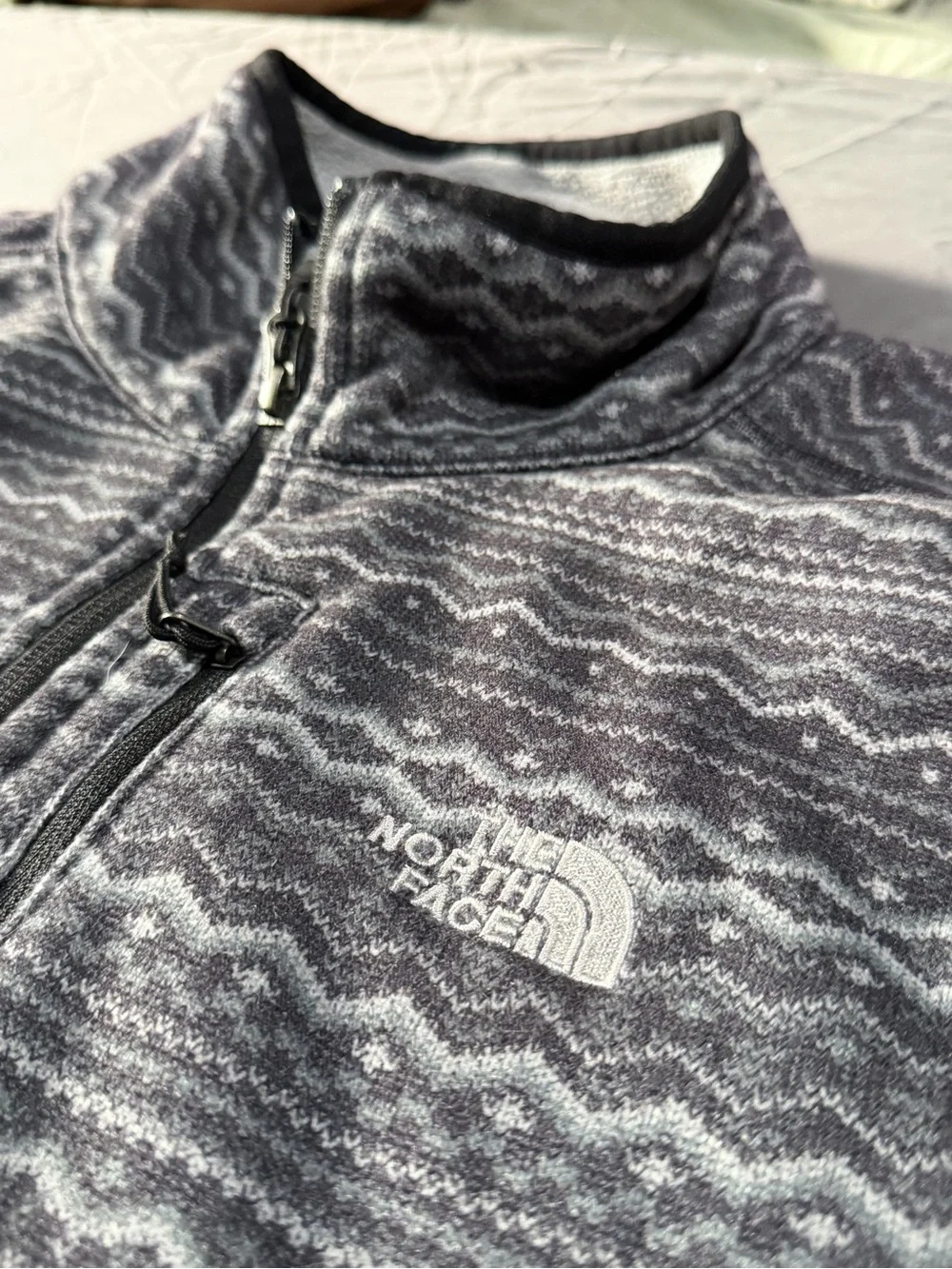 The North Face Men's Gray Patterned Half-Zip Fleece Pullover